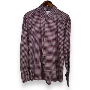 Eton Slim Fit Non-Iron Red Check BD Dress Shirt Size XL 17